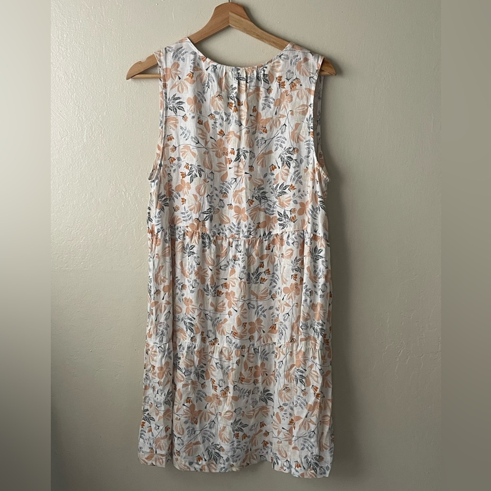 Joie floral print sleeveless V neck linen dress multicolor - Picture 2 of 9